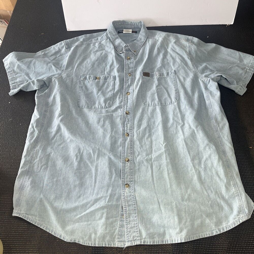 Wrangler Riggs Workwear Mens 3XT Light Wash Denim Short Sleeve Shirt 3W531BL